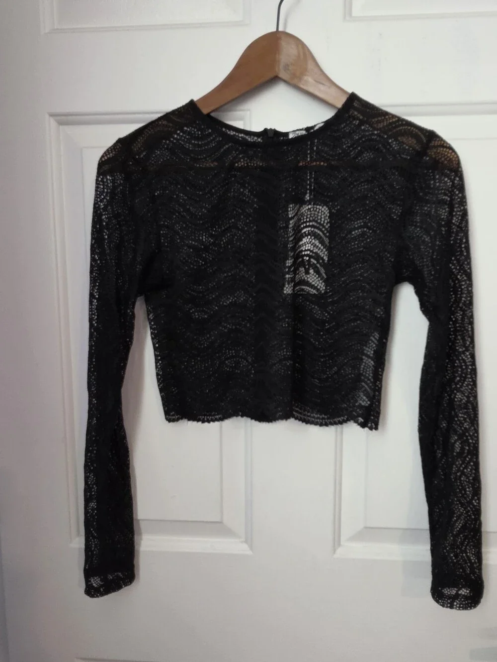 ZARA Black Lace Semi-Sheer Cropped Top